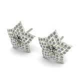 Sterling Silver Pavé Diamond Star Stud Earrings