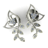 Graceful Vine Diamond Stud Earrings in Silver