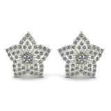 Sterling Silver Pavé Diamond Star Stud Earrings