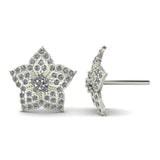 Sterling Silver Pavé Diamond Star Stud Earrings