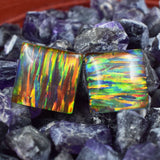 Natural Multi-Color Opal 24.65 Ct – Certified Square Cut Pair Loose Gemstones