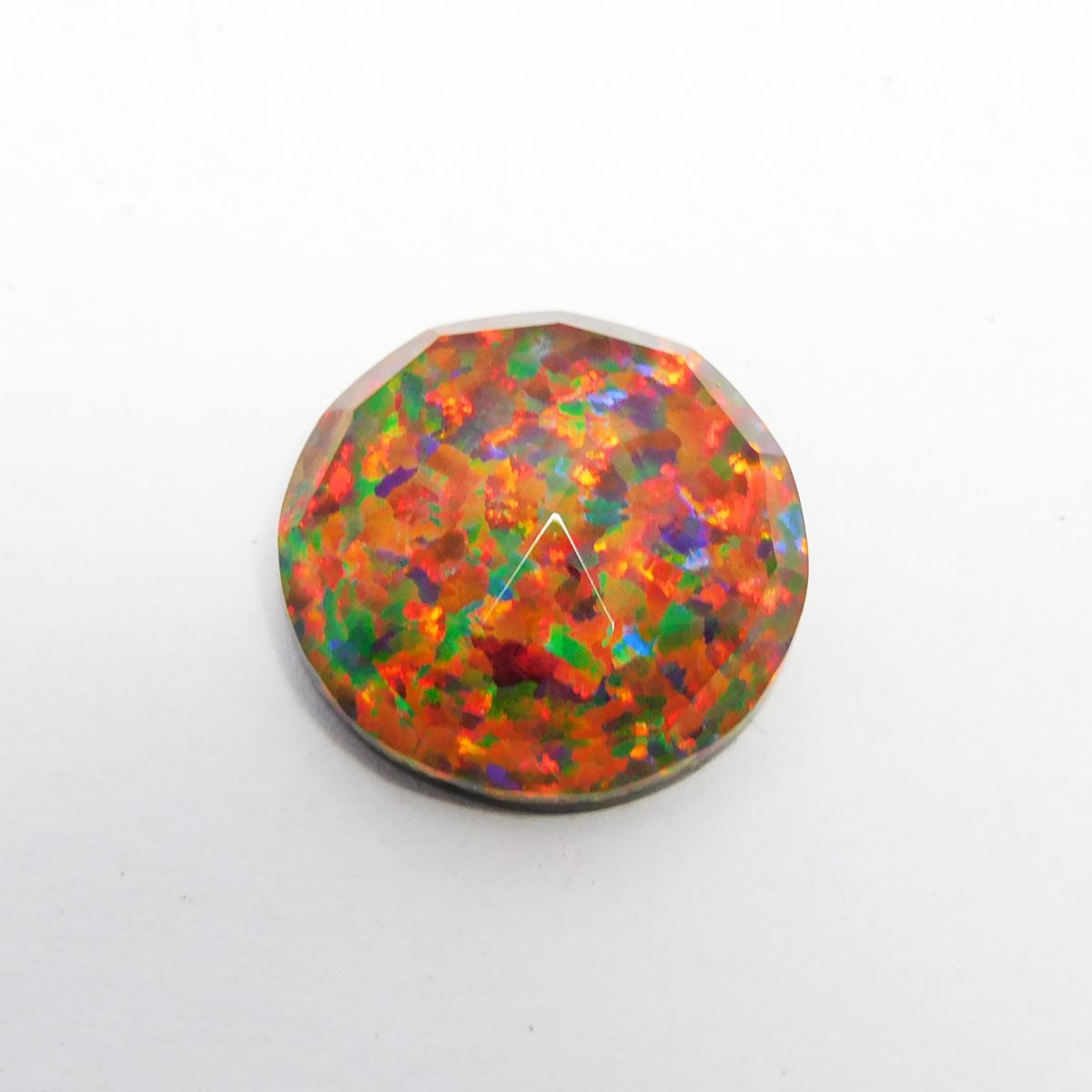 Certified 11.45 Ct Multi-Color Natural Opal – Doublet Round Cut Loose Gemstone