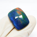 Loose Gemstone – 17.55 Ct Certified Multi Color Doublet Opal, Cushion Cut