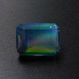 An emerald-cut natural boulder opal of 18.15 carats, certified and brilliant