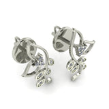Graceful Vine Diamond Stud Earrings in Silver
