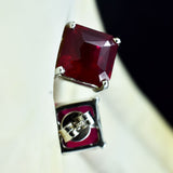 Natural Red Ruby 925 Sterling Silver Square Earrings 10x10 mm Gemstone CERTIFIED