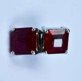 Natural Red Ruby 925 Sterling Silver Square Earrings 10x10 mm Gemstone CERTIFIED