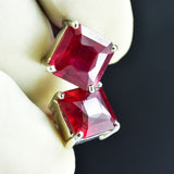 Natural Red Ruby 925 Sterling Silver Square Earrings 10x10 mm Gemstone CERTIFIED