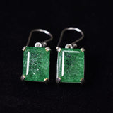 Natural Green Emerald 58 Ct CERTIFIED 925 Sterling Silver Emerald Cut Earring