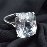 925 sterling silver Ring Sapphire Ring Sz 9 White Color 28.80 Ct Cushion Cut