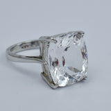 925 sterling silver Ring Sapphire Ring Sz 9 White Color 28.80 Ct Cushion Cut