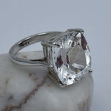 925 sterling silver Ring Sapphire Ring Sz 9 White Color 28.80 Ct Cushion Cut