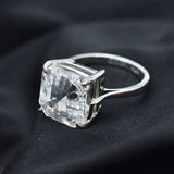 925 Sterling Silver Sapphire 34 Ct Square Cut Beautiful Ring Sz 10½ White Color