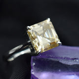 18.30 Ct Synthetic CERTIFIED Square Cut Moissanite 925 Sterling Silver Ring