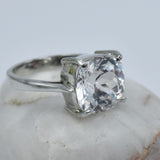 19.30 Ct White Stone Square cushion Sapphire Silver Ring Simulant Sz-8