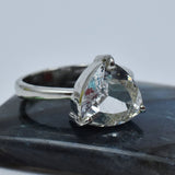Excellent 925 sterling silver Sapphire Ring Sz 9 22.1 Ct Trillion White Gemstone