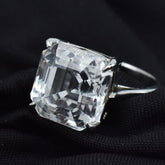 Best Ring Sz 9.5 White 35.15 Ct Square Shape 925 sterling silver Sapphire Ring