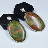 Natural 117.85 Carat Jasper CERTIFIED Pendant Oval Silver Pendant 925 Sterling