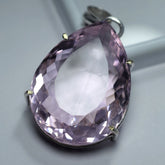 Lab Created Pink Sapphire 96.6 Ct Pear Cut CERTIFIED 925 Sterling Silver Pendant