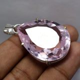 Lab Created Pink Sapphire 96.6 Ct Pear Cut CERTIFIED 925 Sterling Silver Pendant