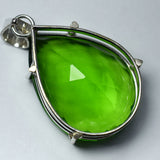 Green Peridot 78 Carat Natural CERTIFIED 925 Sterling Silver Pendant Pear Cut