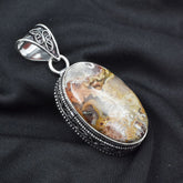Lace agate Oval Cut 78.80 Ct Pendant Healing Stone 925 Silver Gemstone