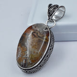 Lace agate Oval Cut 78.80 Ct Pendant Healing Stone 925 Silver Gemstone