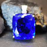 Blue Topaz Pendant Cushion 925 Sterling Silver Natural 135.3 Ct Gems CERTIFIED