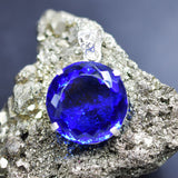 925 Sterling Silver Pendant Round Blue Topaz 95.05 Ct Lab Created Gemstone