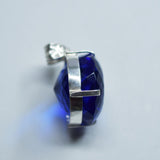 925 Sterling Silver Pendant Round Blue Topaz 95.05 Ct Lab Created Gemstone