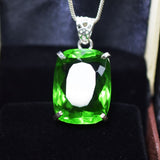 925 Sterling Silver Green Emerald Pendant Cushion Natural 91.2 Ct Gems CERTIFIED