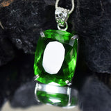 925 Sterling Silver Green Emerald Pendant Cushion Natural 91.2 Ct Gems CERTIFIED