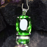 925 Sterling Silver Green Emerald Pendant Cushion Natural 91.2 Ct Gems CERTIFIED