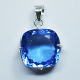Blue Topaz Pendant 925 Sterling Silver Natural Cushion 85.55 Ct Gems CERTIFIED