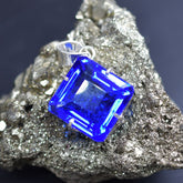 Lab Created 925 Sterling Silver Blue Tanzanite Pendant 75.60 Ct Gems CERTIFIED