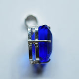 Lab Created 925 Sterling Silver Blue Tanzanite Pendant 75.60 Ct Gems CERTIFIED