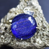 Certified 94.85 Ct Natural Blue Sandstone Pendant 925 Sterling Silver Gemstone