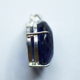 Certified 94.85 Ct Natural Blue Sandstone Pendant 925 Sterling Silver Gemstone
