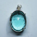 Lab Created Aquamarine Pendant 106.30 Ct 925 Sterling Silver Gems CERTIFIED
