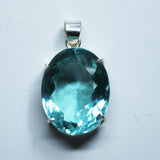 Lab Created Aquamarine Pendant 106.30 Ct 925 Sterling Silver Gems CERTIFIED