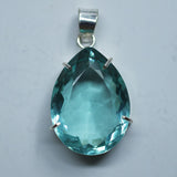 Blue Topaz 925 Sterling Silver Pendant Natural Pear 94.70 Ct Gemstone CERTIFIED