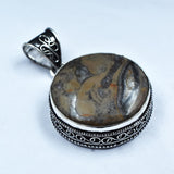 CERTIFIED Natural Web Jasper Round 88.15 Ct Gemstone Silver 925 Sterling Pendant