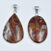 89 Ct CERTIFIED Jasper Pendant Natural Oval & Pear Silver Pendant 925 Sterling