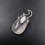 Beautiful Silver 925 Rose Quartz 118.45 Ct Fancy Pendant With Chain Lite Pink