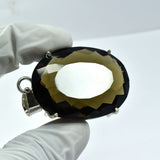 Brown Quartz Oval Cut 111.25 Ct Natural 925 Sterling Silver Pendant CERTIFIED