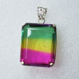 925 Sterling Silver Pendant Bi-Color Natural Tourmaline 156.15 Gems Certified