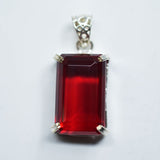 Beautiful Natural London Red Topaz Pendant Emerald 69Ct 925 Sterling Silver Gems