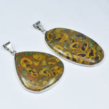 161.2 Ct Pair Pendant 925 Sterling Silver Fruit Jasper Pear-Oval CERTIFIED Gems