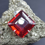 Certified 104.45 Ct Lab Created Red Ruby Pendant 925 Sterling Silver Square Gems