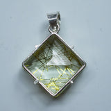 Lab Crated Yellow Rutilated 925 Sterling Silver Pendant 81.20 Ct Gems Certified